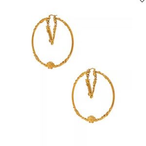 Versace V Hoop Gold Earrings with Box